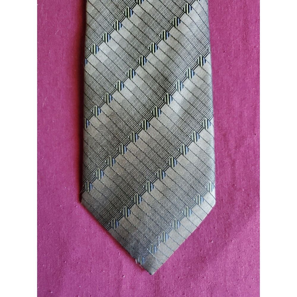 DKNY Men's Tie, Broze Stripes‎ with Blue specks, 100% Silk 57"